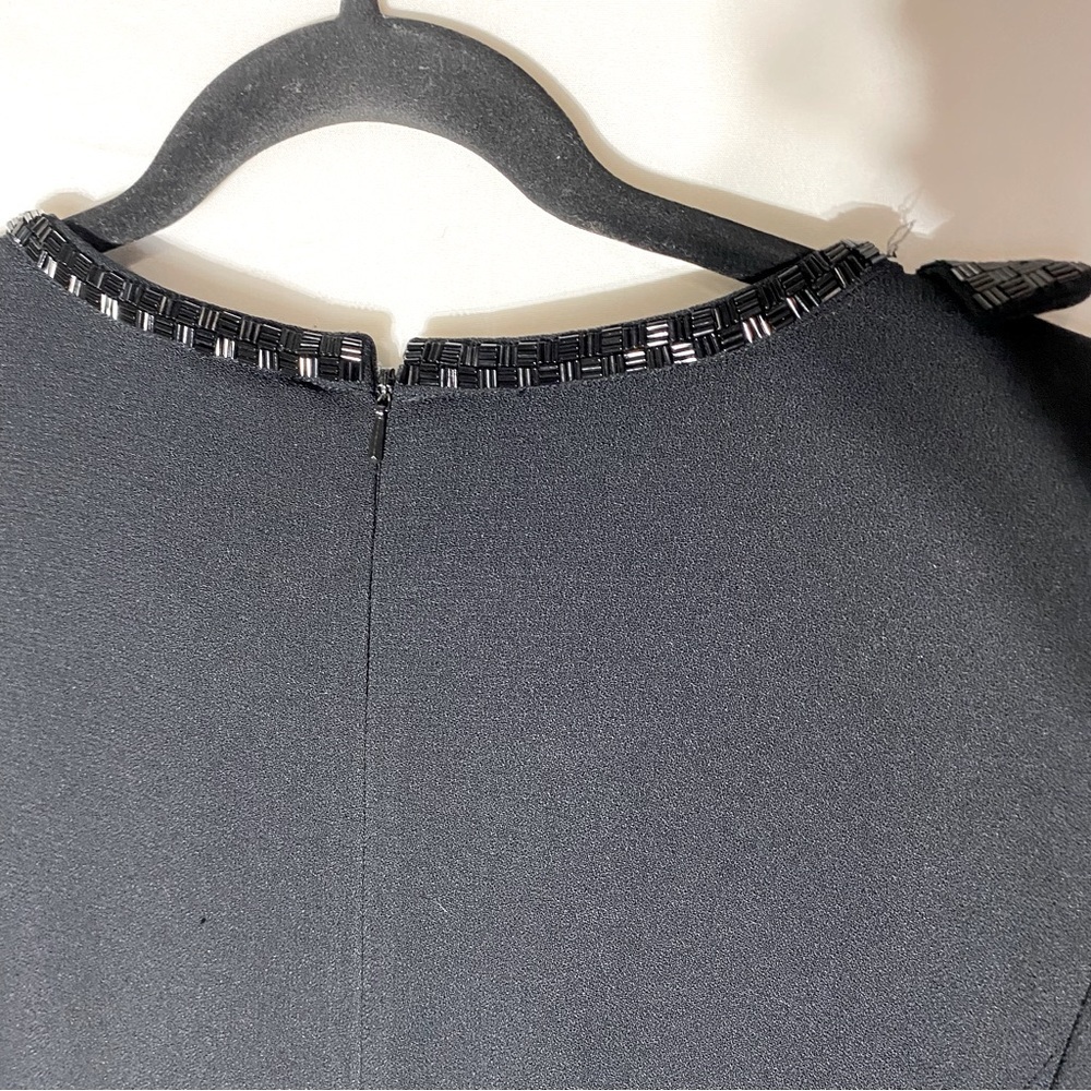 Vintage Simon Chang Black Long Sleeve Midi Dress With Slit And beaded Trim 8 - Picture 7 of 16